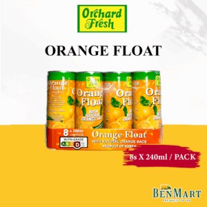 [Dry] Orchard Fresh 100% Pure Orange Float Juice/Drinks 8cans X 240ml - Korea