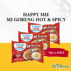 [Dry] Happy Mie Mi Goreng Hot & Spicy – Indonesia – 3pkts x 70g