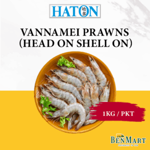 NEW [Frozen] Haton Vannamei Prawns Head On Shell On 1kg - China - Steamboat/BBQ/Stir Fry